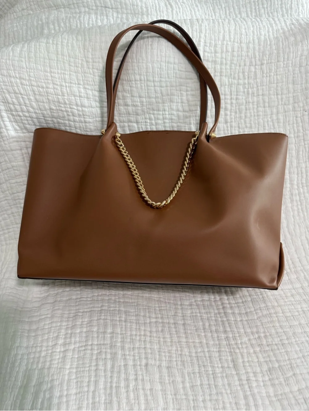 Michael Kors Zena Brown Tote with Gold Chain Detail - Picture 2 of 8